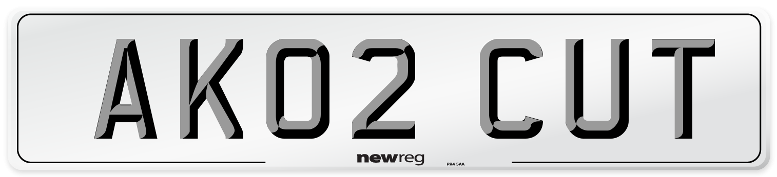 AK02 CUT Number Plate from New Reg